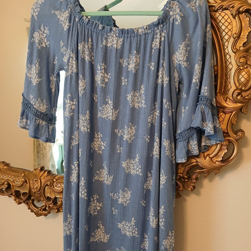 CLOSET CLOSED Lovely Blue & White Naif Dress (Please read description)